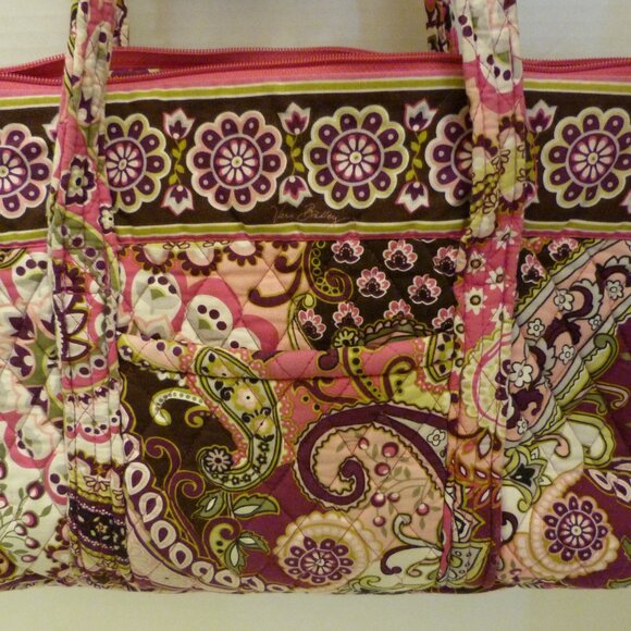 Vera Bradley Tote Bag Made in USA In "Very Berry Paisley" Pattern 13" x 9" x 4" - Picture 2 of 9